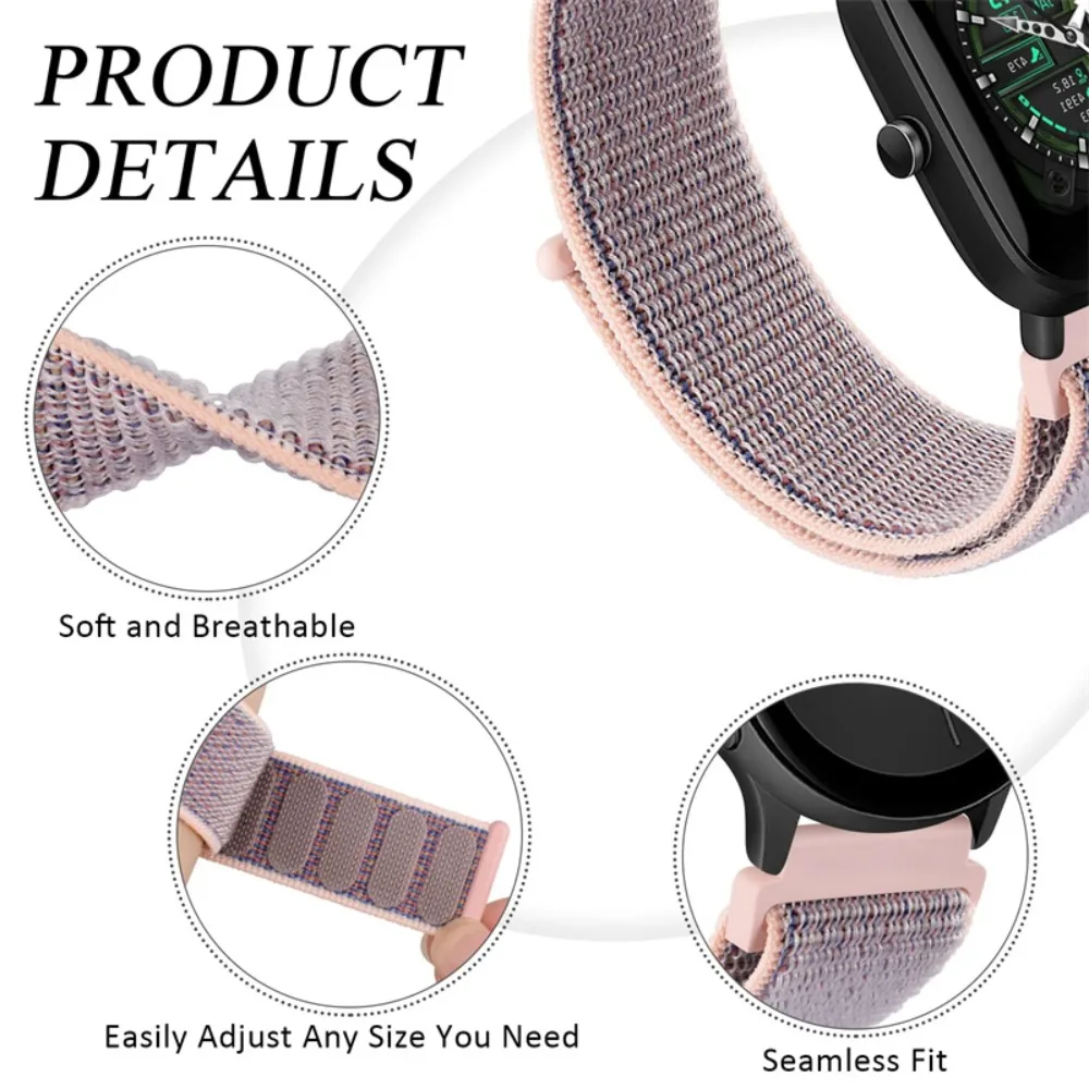 Спортивный нейлоновый ремешок 20 мм 22 мм для Amazfit Balance 3-2-1, удобный дышащий ремешок для часов Amazfit Bip 6-5-MaxActive 3 2Max (art.: 3920dbcbd88a3) - 3920dbcbd88a3