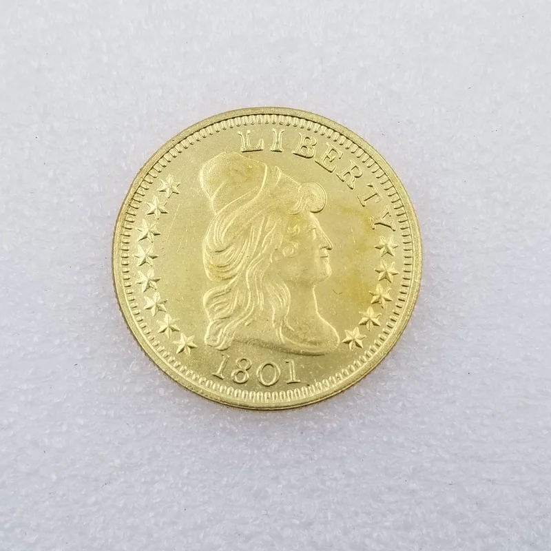 

American 1801 Brass Gold-plated Commemorative Collectible Coin Gift Lucky Challenge Coin