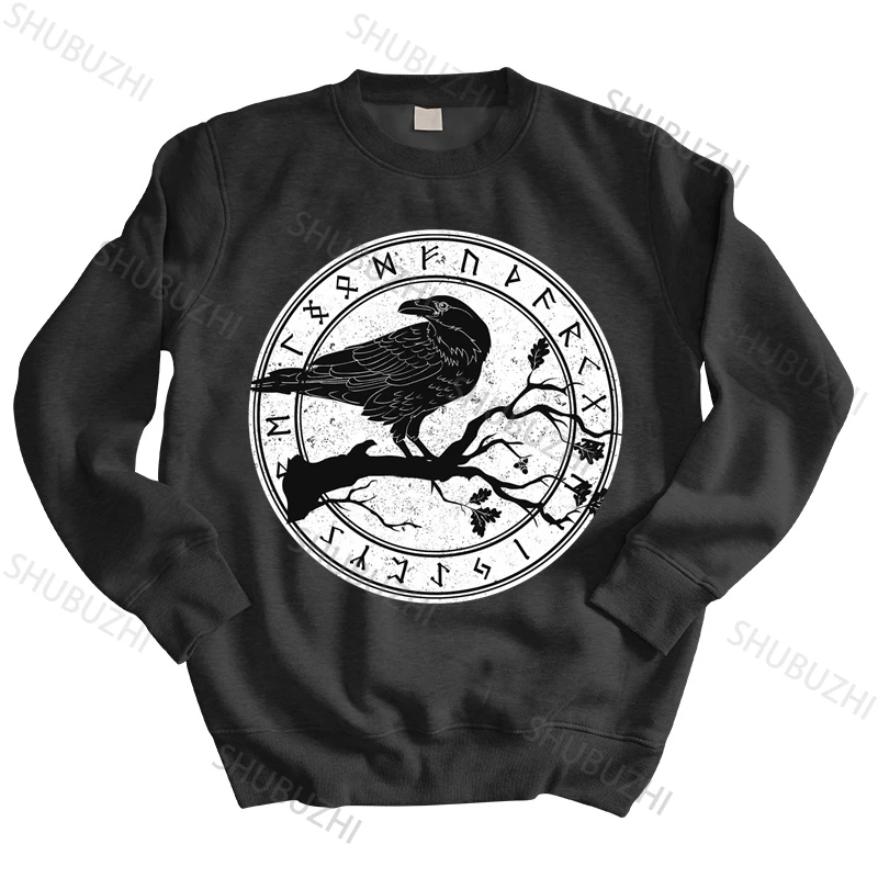 Мужская осенняя толстовка черная с капюшоном Raven Of Odin толстовки татуировкой Norse