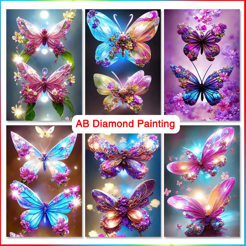 

GATYZTORY 5D Diy AB Diamond Painting 2023 Animal Butterfly Full Square Round Mosaic Handcraft Embroidery Home Decor Diy Gift