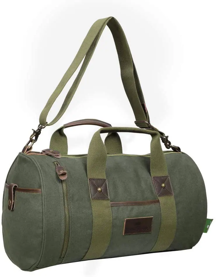 

Clearance! Canvas Duffel Bag Genuine Leather Casual Travel Daypack Vintage Messenger Bag Shoulder Sling Daypack Large Capacity