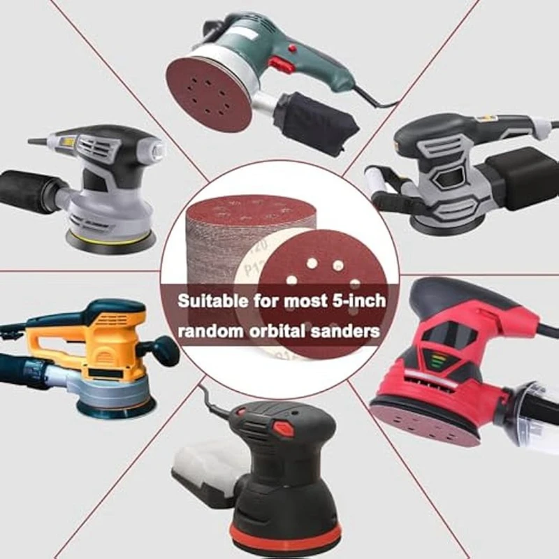 160 шт. 5-дюймовый шлифовальный диск 60/80/120/150/240/320/400/600 зернистость наждачная бумага