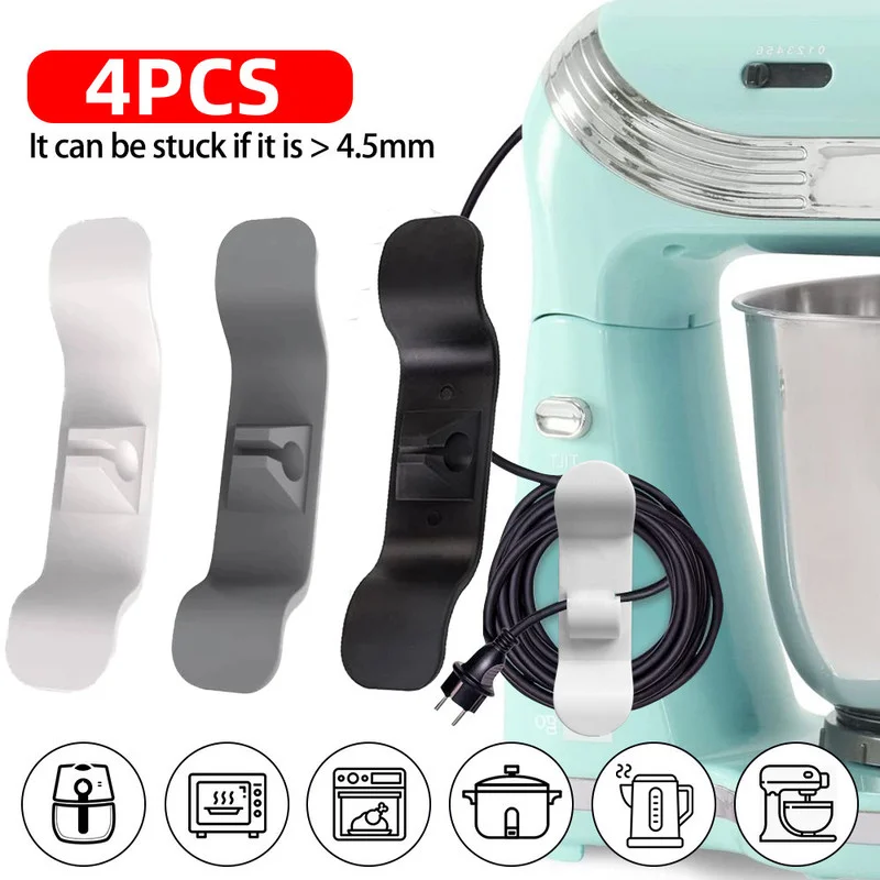 

4Pcs Cord Organizer Cable Wrap Attachment Cord Wrapper Power Cable Holder Clip Tidy Wrap for Mixer Blender Kitchen Organization