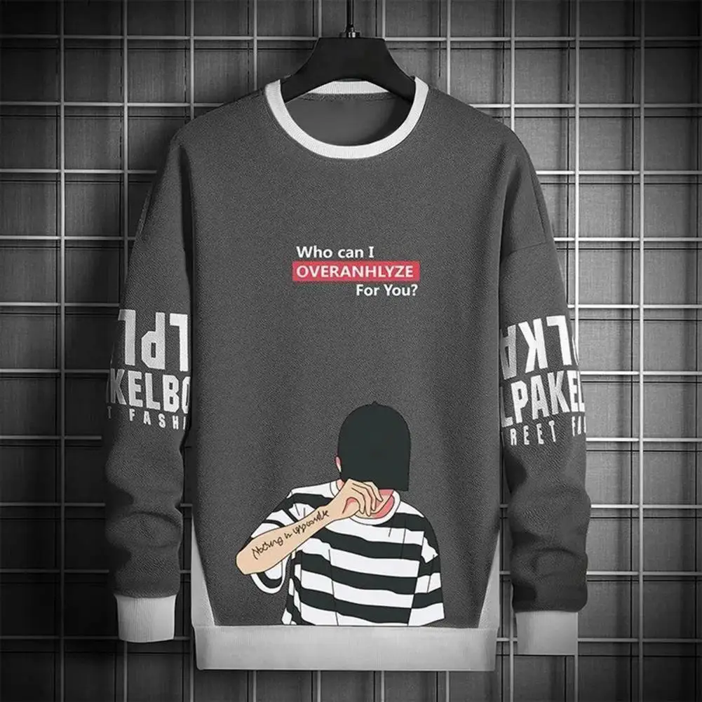 

Pullover Top O-Neck Comfy Cold Resistant Trendy Teenager Cute Cats Pattern Bottoming Top Casual Sweatshirt Daily Clothing