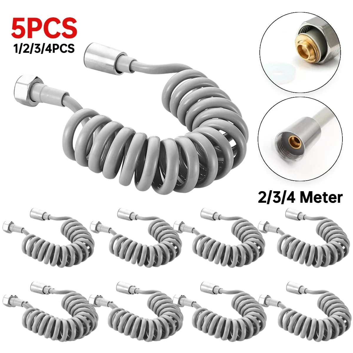 Гибкий длинный пружинный душевой шланг пластиковый материал мягкая трубка для