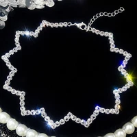 sheishow wavy shaped shining full rhinestone clavicle chain necklace for women fashion jewelry choker nightclub girls collar