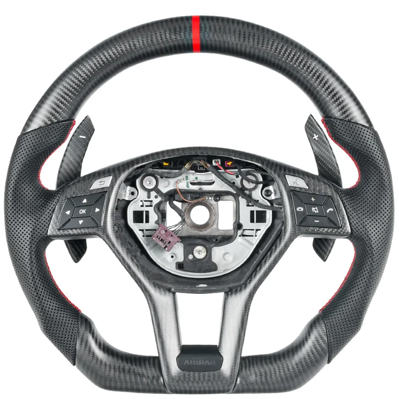 

100% оригинальное рулевое колесо из углеродного волокна под заказ для Mercedes Benz W176 W204 W205 W213 CLA GLC GLE450 C63 C450 E63 A45 A250