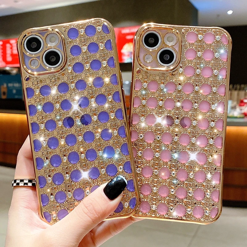 

Luxury Bling Diamond Phone Case For iPhone 11 12 13 Pro Max X XR XS Max 7 8 Plus SE 2020 Electroplated Bumper Back Cover