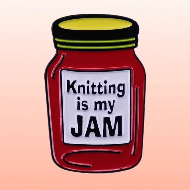 

Knitting Is My Jam Jar Badge Knit Enamel Brooch Pin Jacket Lapel Metal Pins Brooches Badges Exquisite Jewelry Accessories