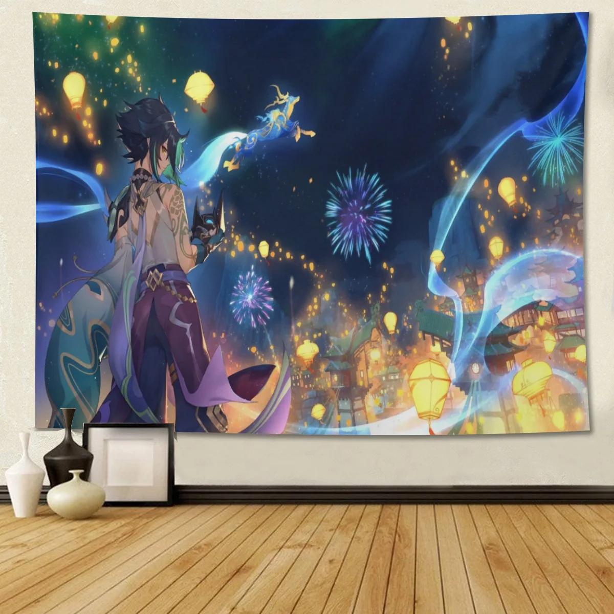 

Sword Yuanshen Tapestry College Dormitory Boy Must-have Bohemian Hippie Home Decoration Mural Background Cloth