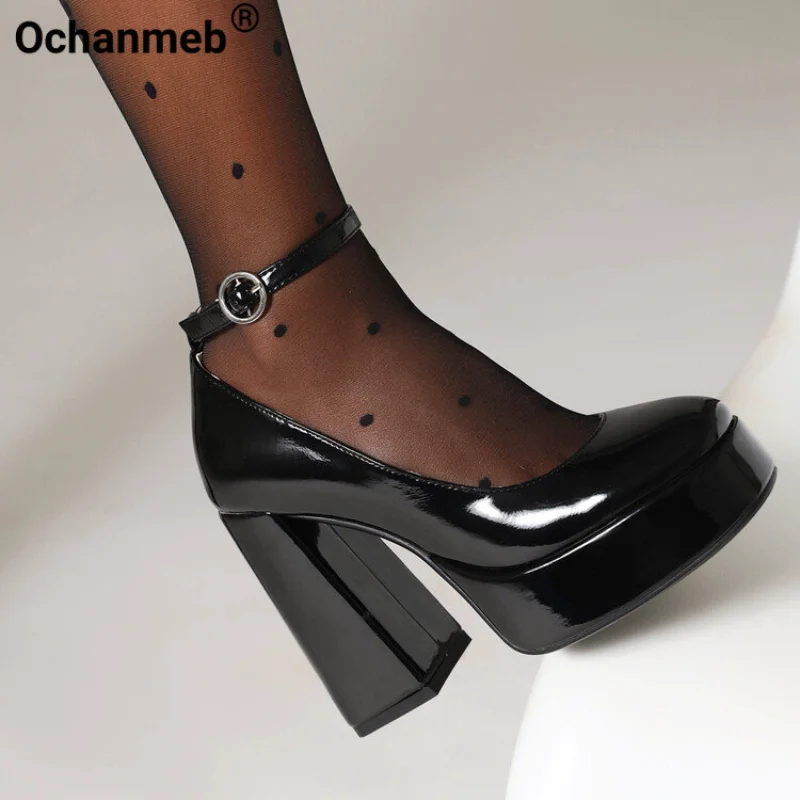 

Женские туфли-лодочки Ochanmeb на очень высоком каблуке, туфли на платформе с ремешком на щиколотке, розовые туфли на блочном каблуке для девушек, женская свадебная обувь, весна 2023