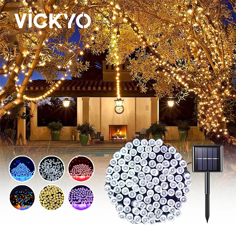 

VICKYO, светодиодная гирлянда на солнечной батарее, гирлянсветильник, уличная гирлянда, садовая декоративная светильник рлянда, Рождественск...