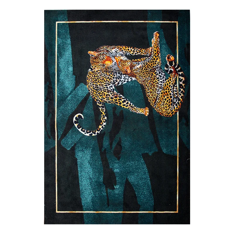 

Luxury Leopard Pattern Black Carpet Living Room Fashion Decoration Bedroom Home Floor Mat Hallway Rug Bedside Mat Boy Room Rug