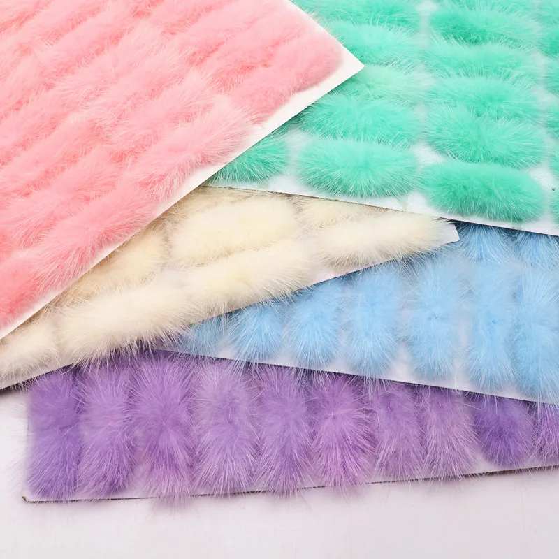 40pcs/card Natural Soft Mink Fur Pompom Bowknot 3x7cm Pom Bow Tie DIY Pompones Hair Apparel Sewing Accessories Craft Supply - купить по