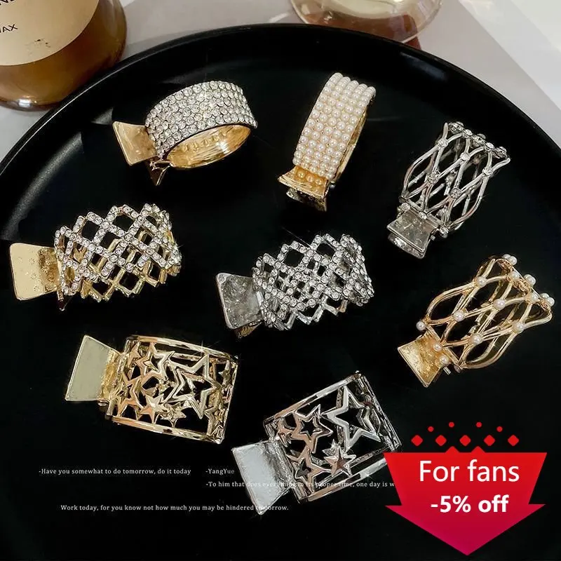 

Crab Hair Clip for Women Fixed Hair Clip Female Cranial Top Hairpin Headwear Pearl Rhinedrill Grab Clip High Ponytail Clip