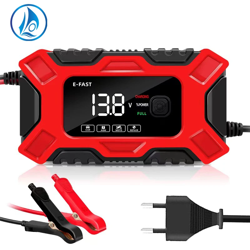 

New 6A 12V Car Battery Charger Digital Full Automatic Repair Battery Charger For Car Motorcycle Lead Acid AGM Battery Charger