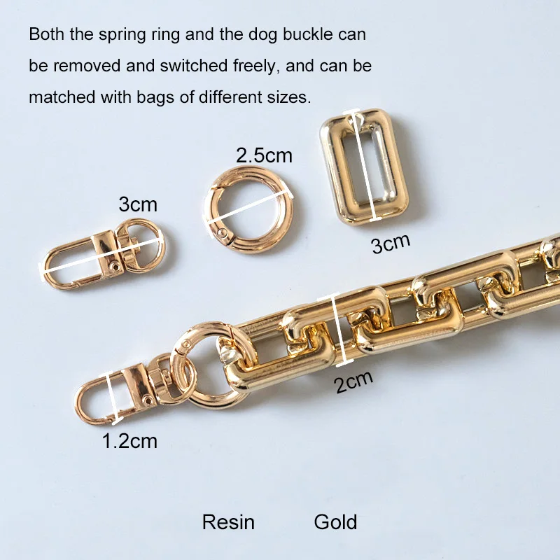 Ladies One Shoulder Handbag Bag Chain Accessories Golden Chain Replacement Unfading Thick Chain Arm Handbag Chain Bag Parts