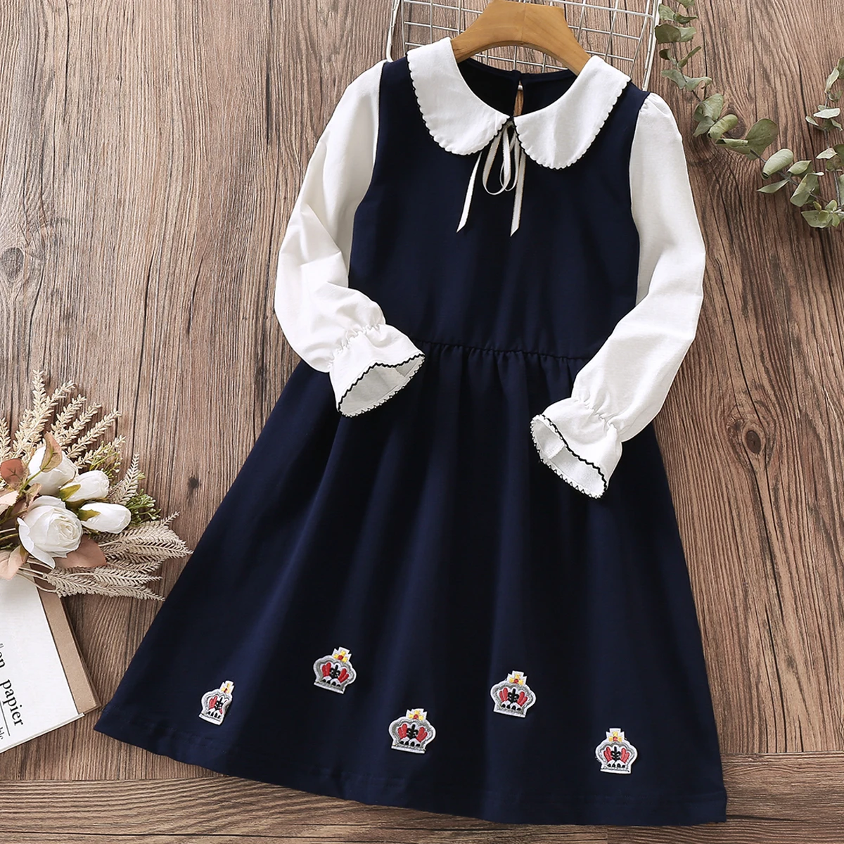 

Teenagers Kids School Uniform Dresses for Girls Costume Spring Autumn Long Sleeve Children Clothing 4 6 8 9 10 11 12 13 14 Years