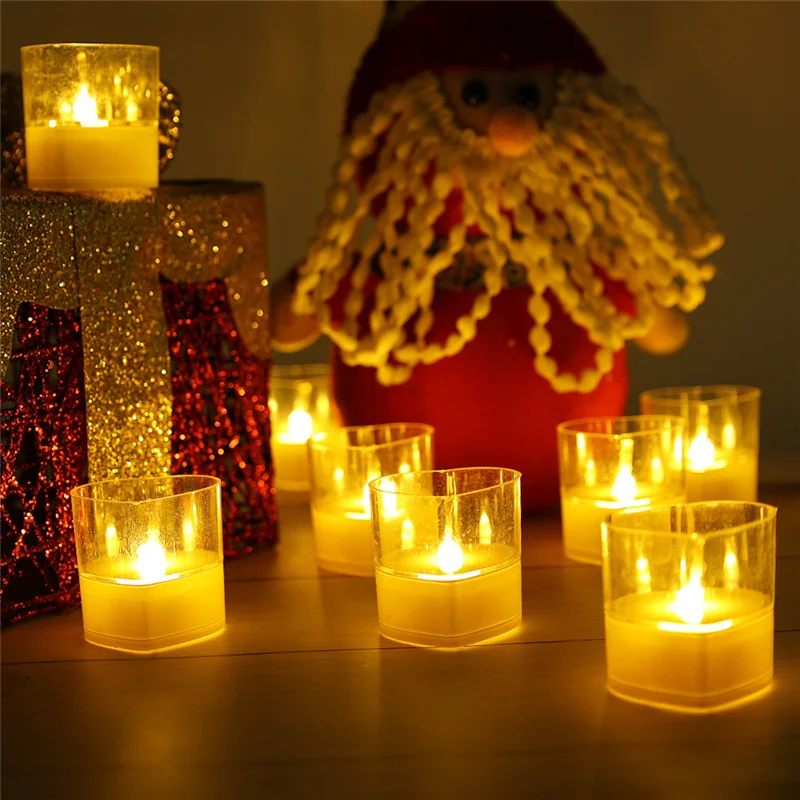 Светодиодная Электронная свеча в форме сердца имитация бездымных свечей декор