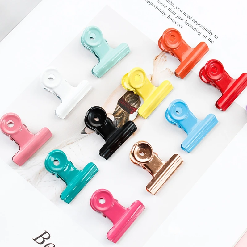 

5pcs/pack Colorful Binder Metal Clips Small Bull Clips Metal Paper Clamps Office School Binding Supplies for bulletin Board