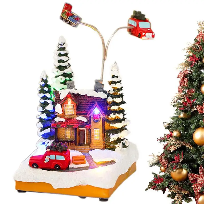 

Рождественские полимерные настольные дома, Рождественский фермерский дом, полимерная поделка, столешница с подсветкой, музыкальный декор, ...