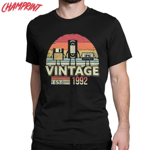 Funny Vintage Music Lover Awesome Since 1992 T-Shirts for Men 100% Cotton T Shirts 30th Birthday Tees 4XL 5XL 6XL Clothing