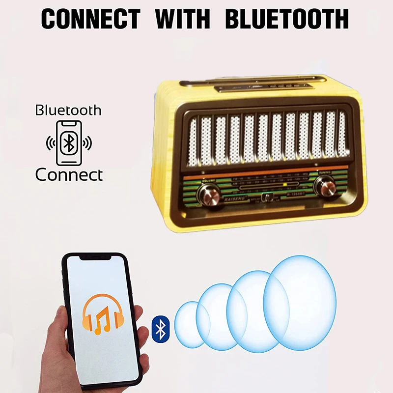 Ретро портативный полный диапазон радио FM/AM/SW приемник беспроводной Bluetooth