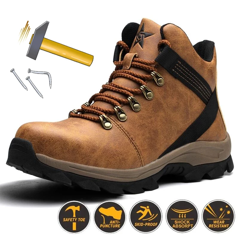 

zapatos de seguridad hombre Autumn Work Shoes Steel ToeCap Man Anti-Smashing Man Working Safety Boots For Men Black Comfortable