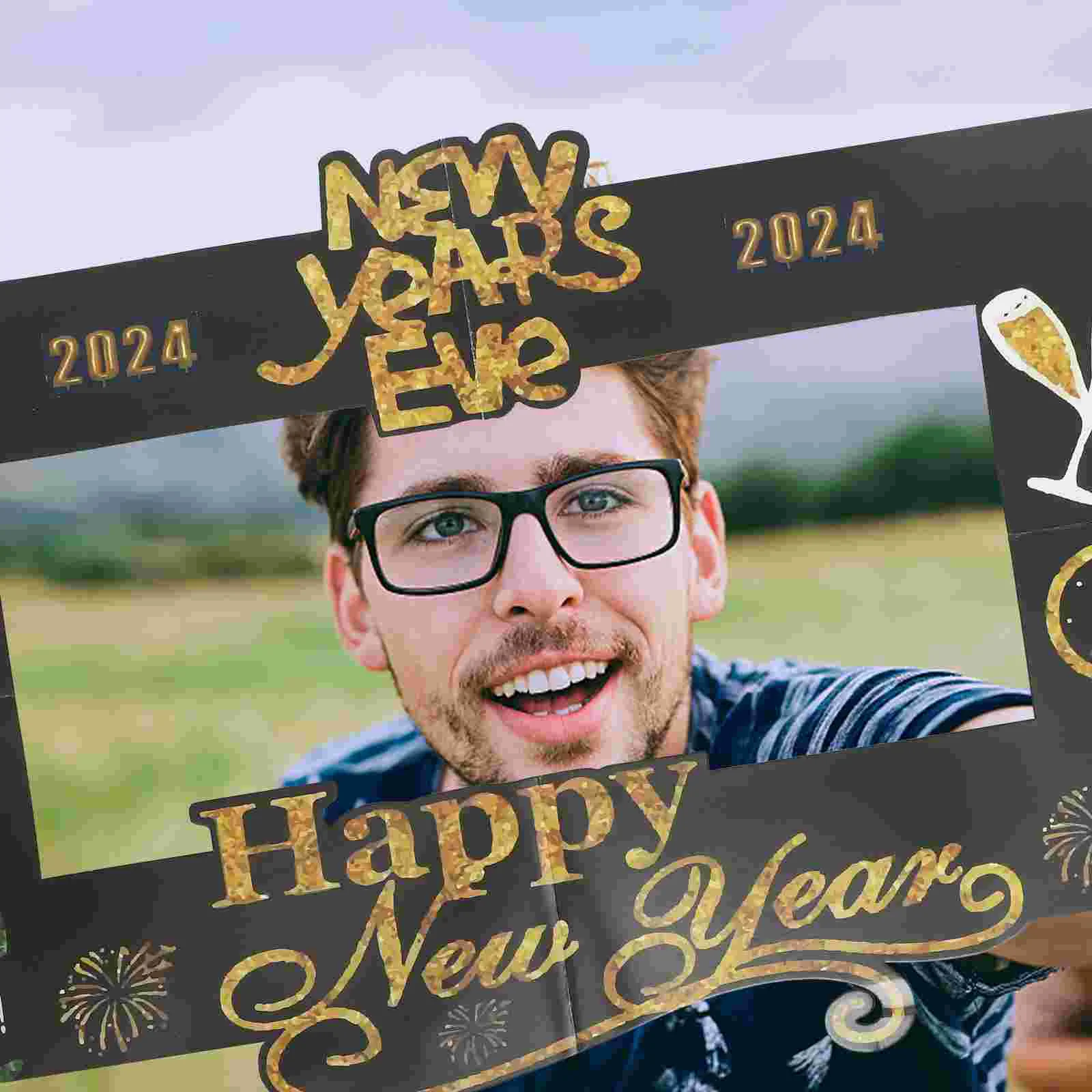 

New Photo Year Props Party Frame Booth Eve Years Favors Selfie Picture Holiday Christmas Backdrop Decorations Festival Spring