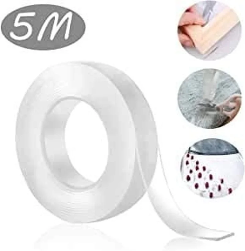 

Reusable Nano Adhesive Tape Multipurpose Transparent Double Sided No-Trace Removable Glue Tape Washable Strong Gel Anti-Slip