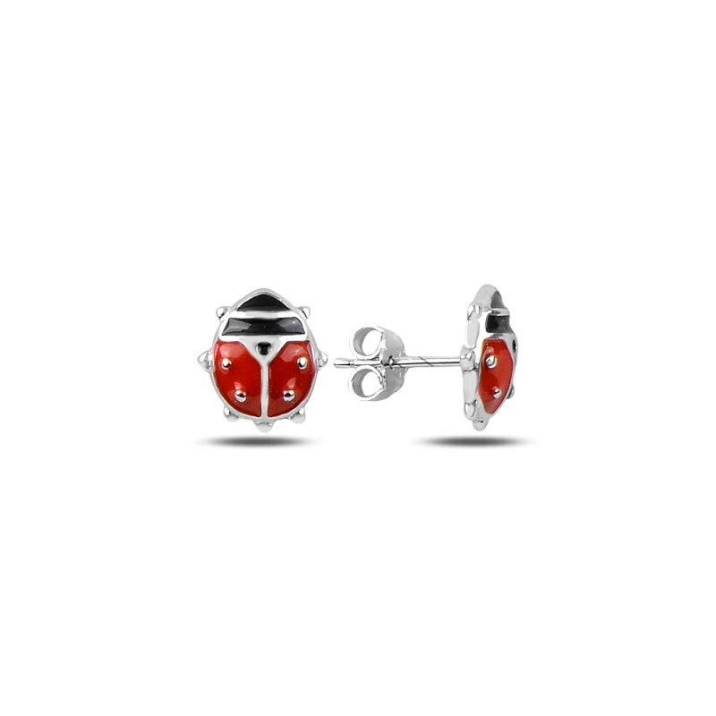 

Silver 925 Sterling Enamel Ladybug Earrings