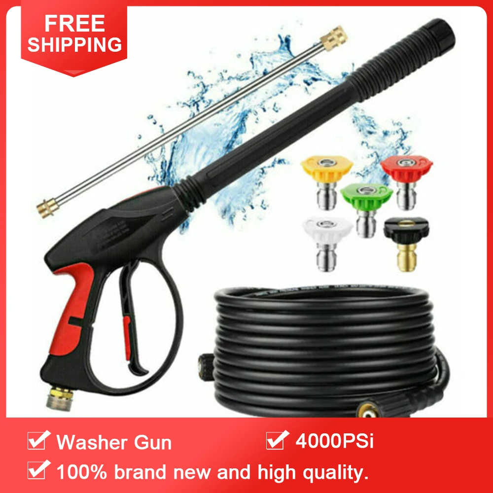 

High Pressure Washer Water Spray Gun High Pressure 4000PSI Car Power Washer Gun Spray Wand Lance Nozzle and Hose Kit M22