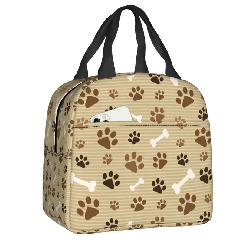 

Animal Footprints And Bones Lunch Bag Men Women Thermal Cooler Insulated Lunch Box for Children School Food Picnic Tote Bags