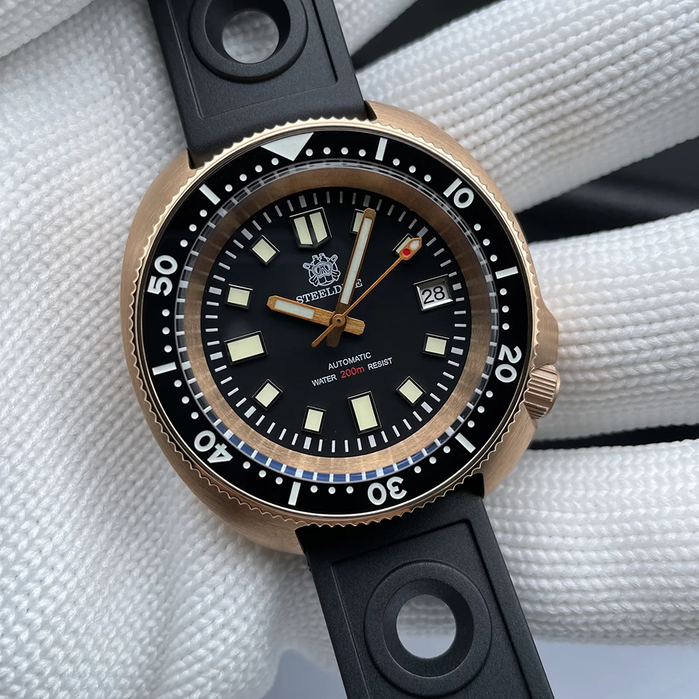 Новое поступление 2020 бронзовый чехол SD1970S Steeldive CUSN8 синяя светящаяся Керамическая