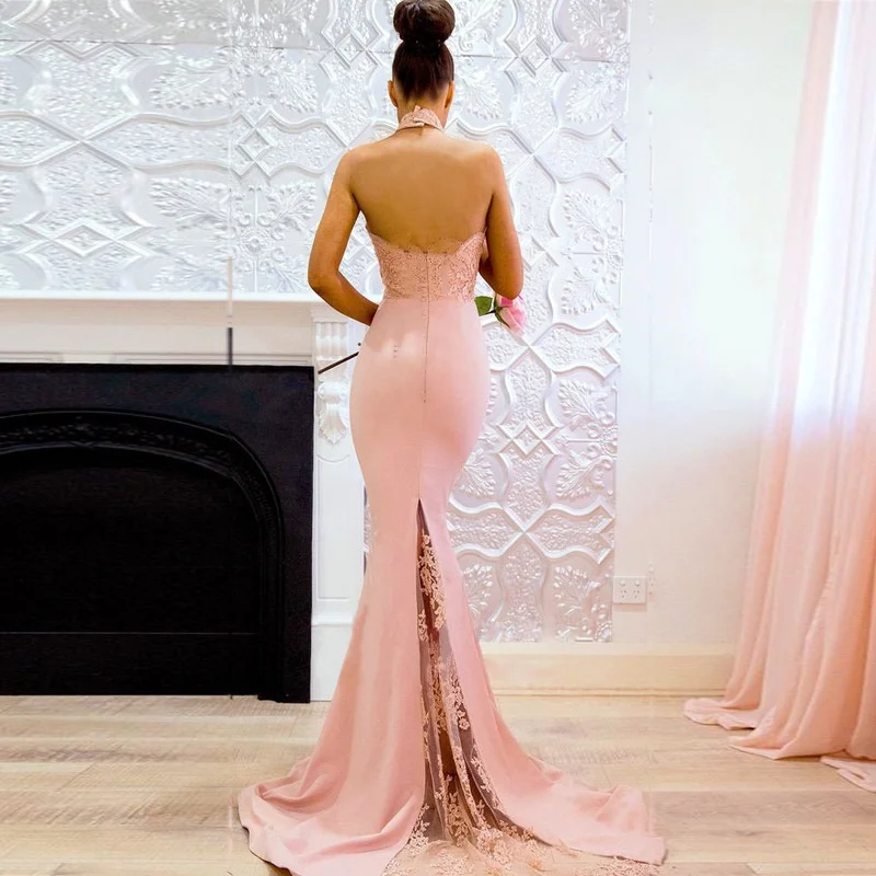 

Casual elegant slim sexy dress,Sleeveless halter dress sexy lace dress banquet evening dress new product2023