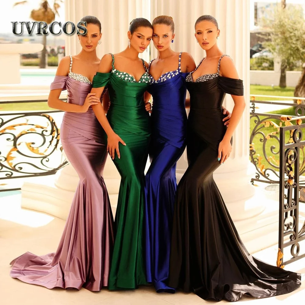 

UVRCOS Fancy Rhinestones Mermaid Evening Dresses Prom Off Shoulder Graduation Saudi Arabric Celebrity Party Robes De Soirée