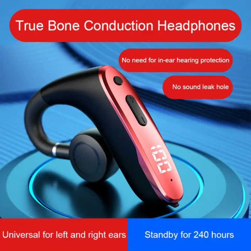 W8 Bone Conduction Digital Display Vibrator Business Wireless Headphones Blue-tooth Earphone Not In-ear Hanging Ear Type Headset