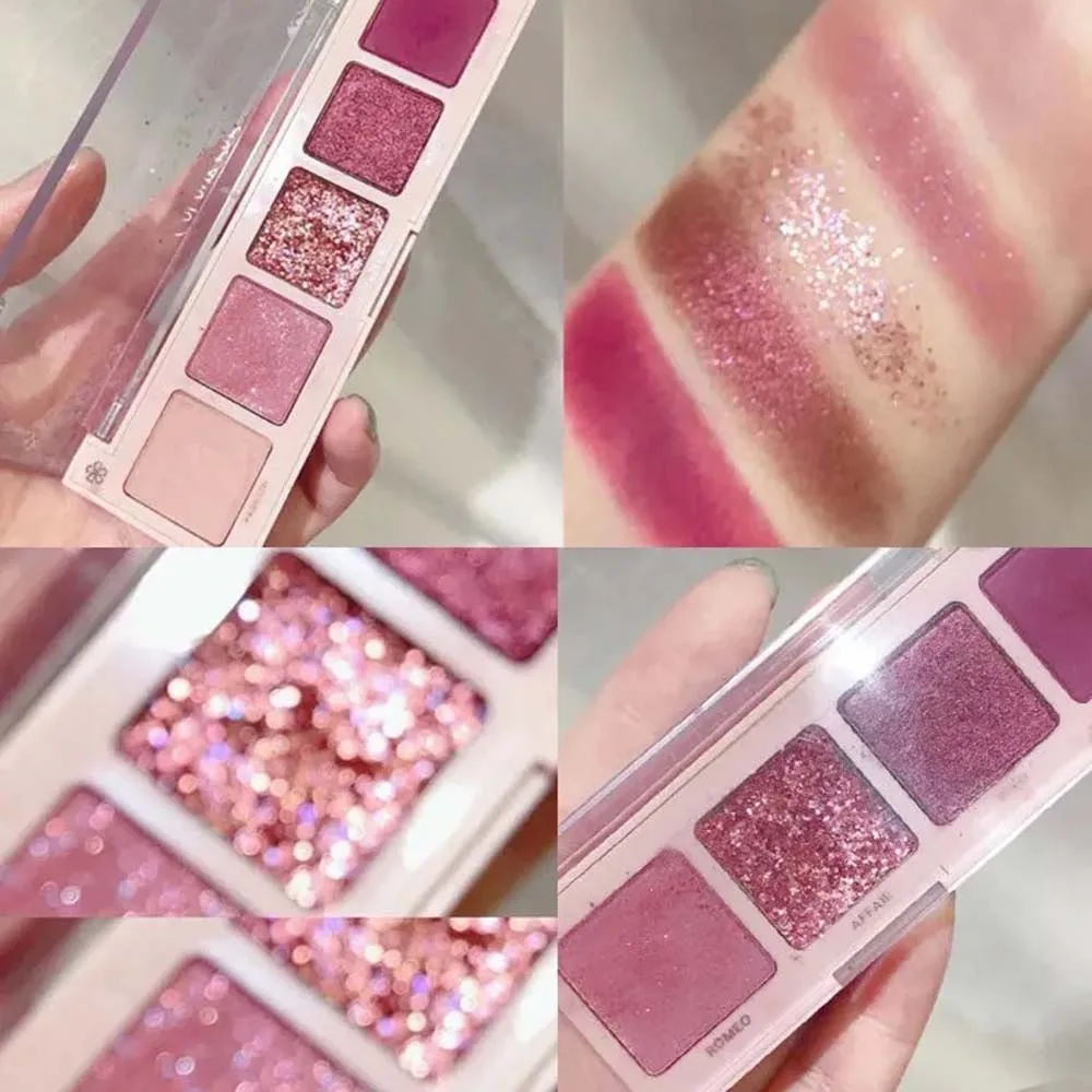 

5 Color Eyeshadow Palette Strong Coffee Color Pearly Eye Shadow Matte Glitter Shiny Shimmer Eyes Makeup Eye Pigments