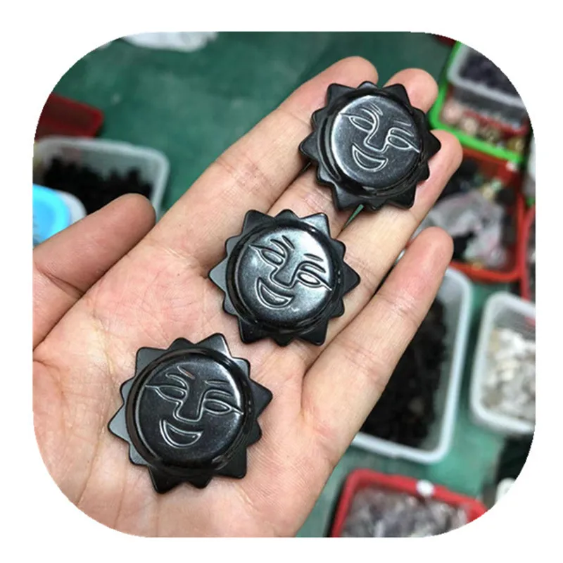 

Natural Hand Carved Hematite Sun Face Crystal Stones For Sale