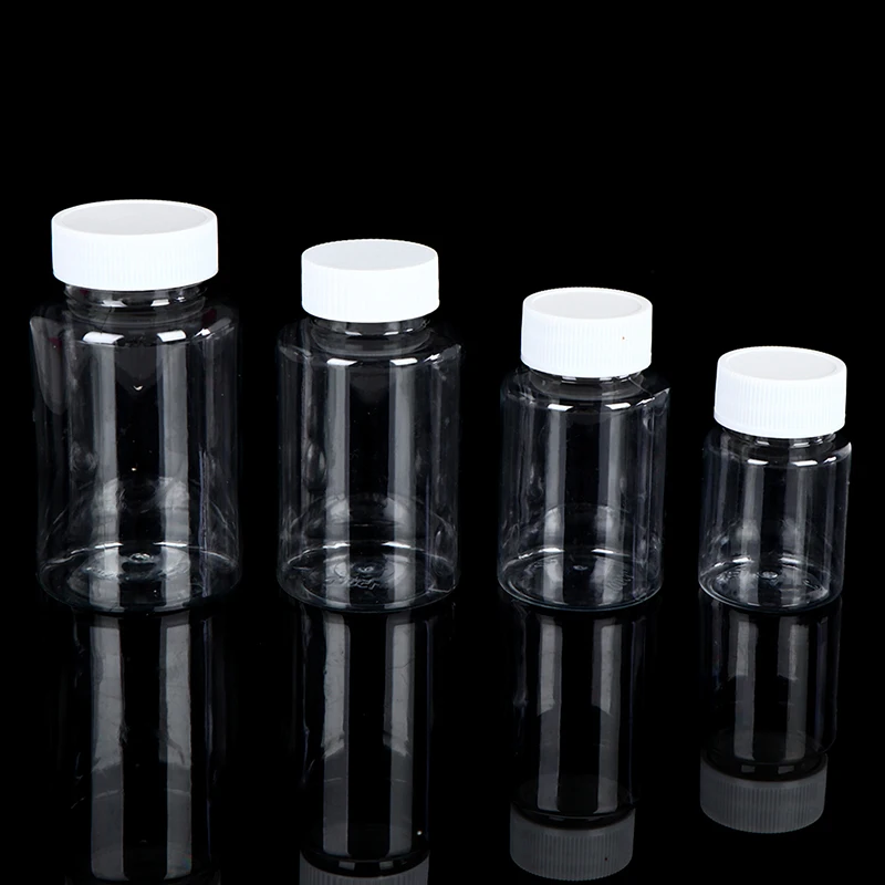 

1PC 15/30/50/100/150/200ml Plastic PET Clear Empty Seal Bottles Solid Powder Medicine Pill Vial Container Reagent Packing Bottle