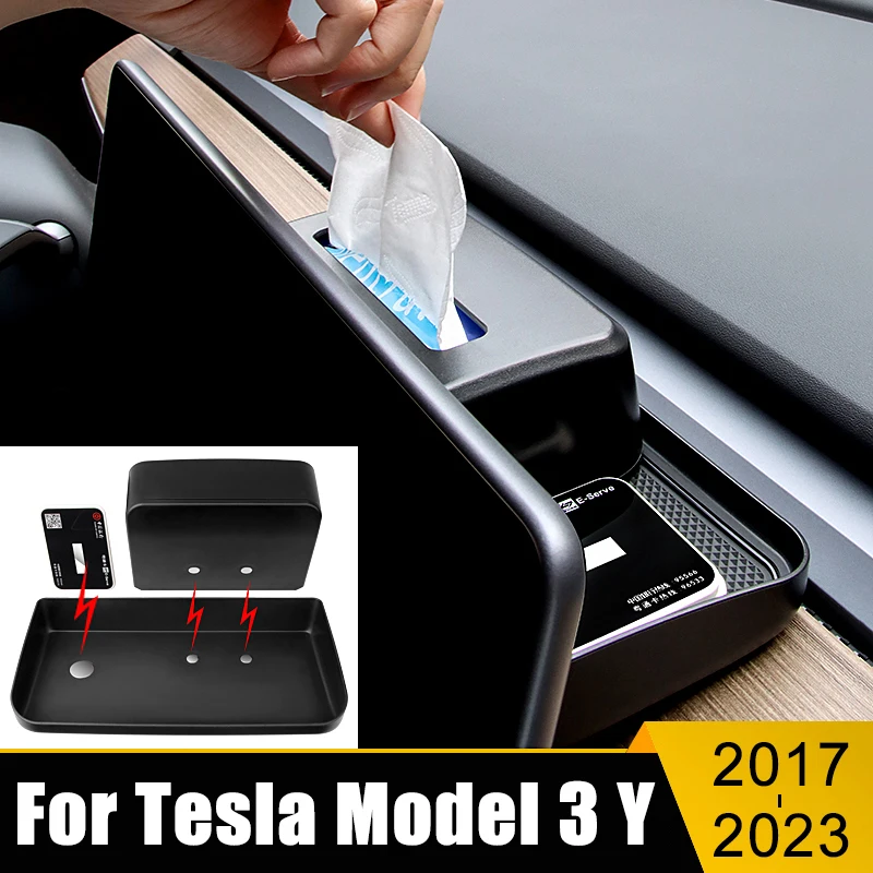 

Car Accessories For Tesla Model 3 Y 2017 2018 2019 2020 2021 2022 2023 Dashboard Console Storage Box Organizer Cover Holder Tray
