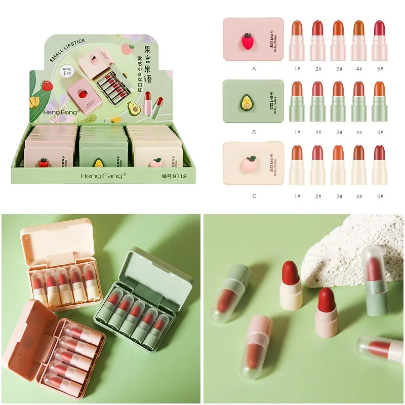 

3 Sets/lot Cute 5 Colors Velvet Matte Mini Lipstick Set Makeup Moisturizer Lipstick Long Lasting Waterproof Lip Glaze Cosmetic
