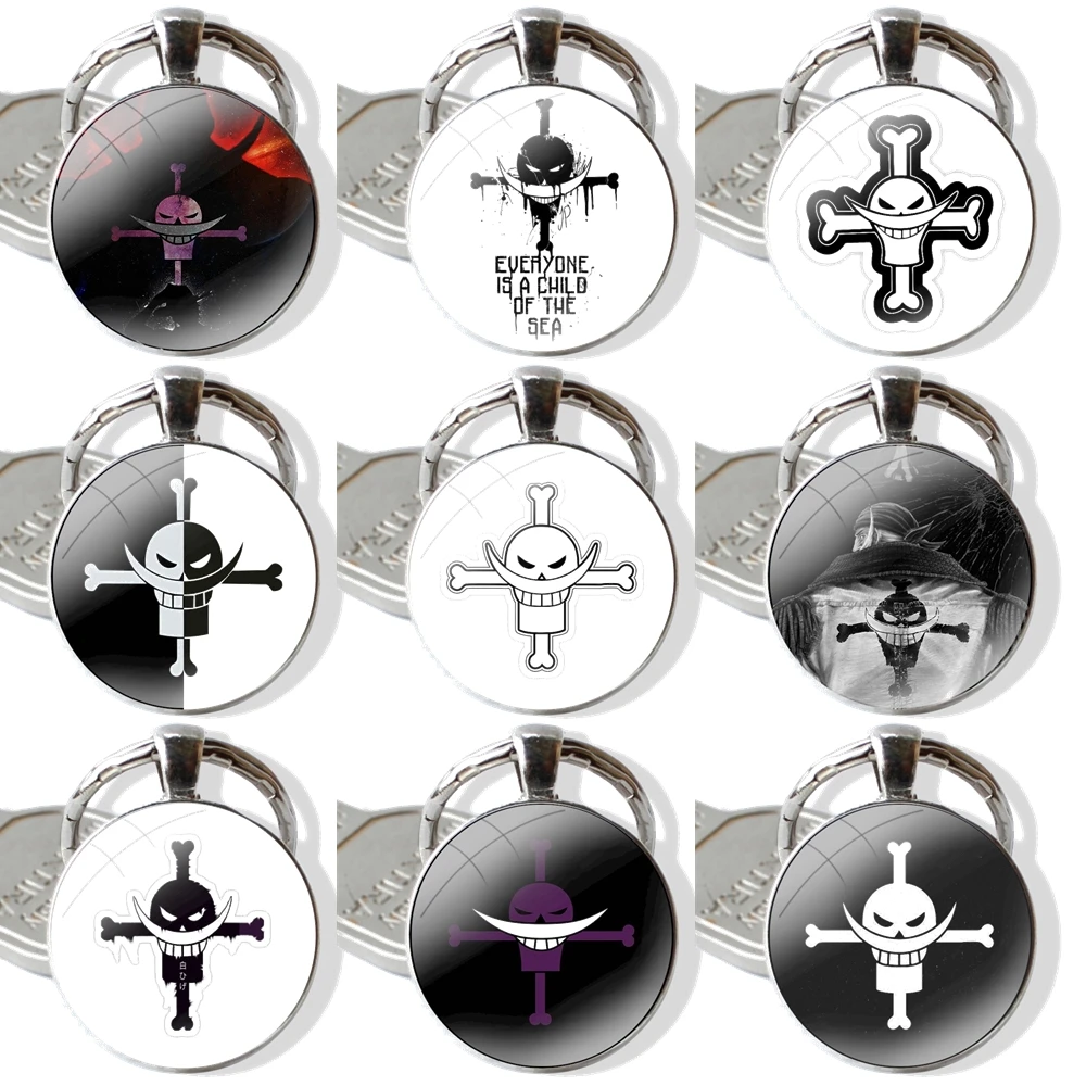 

Whitebeard World Is Strongest One Piec Fashion Creative Cartoon Design Pendant Car Key Chains Handmade Glass Cabochon Keychain