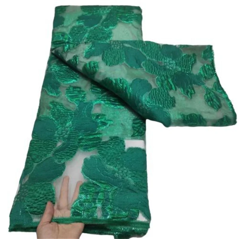 

Latest High Quality African Nigerian Jacquard Swiss Organza Tulle Lace Fabric Embroidery Guipure Party Green Prom Dress 5 Yard