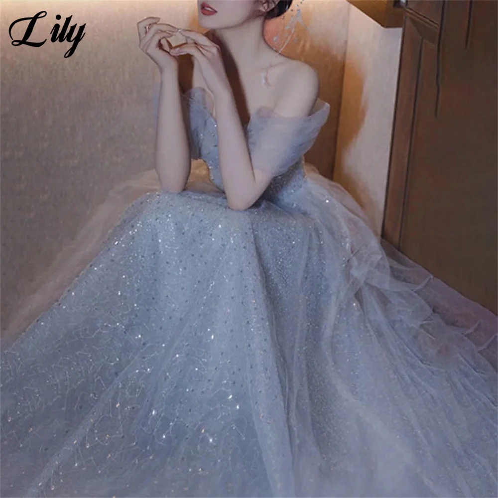 Элегантное сексуальное свадебное платье Lily Dusty Blue сетчатое знаменитости с