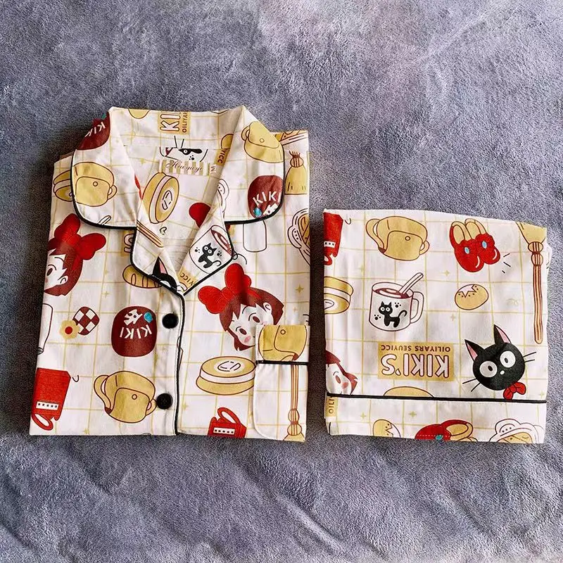 Woman Summer Cute Pijama Roomwear Japanese Style Kawaii Nightgowns Kiki Delivery Pajamas Set for Ladies Girls Party Costume Pjs
