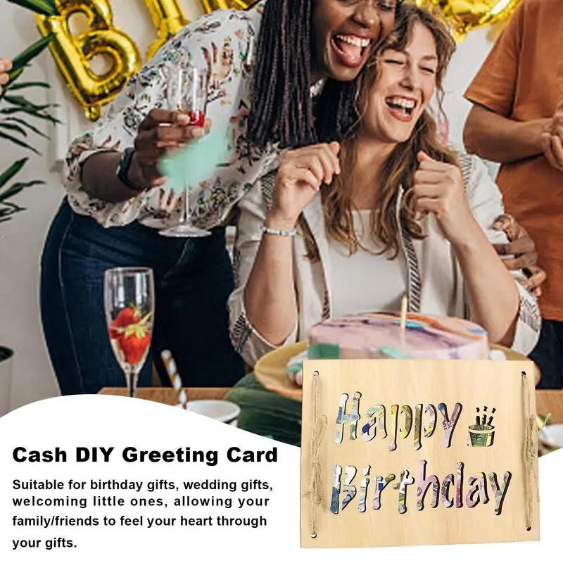 

Hollow Wooden Decorative Cash Wrapping Greeting Card Wedding Lightweight Small Business Invitation Portable Card For Gift
