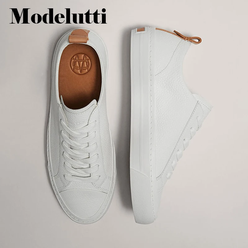 

Modelutti 2022 New Spring Autumn Women Fashion Genuine Leather Thick Sole Shoes Simple Color Matching All-match Casual Female