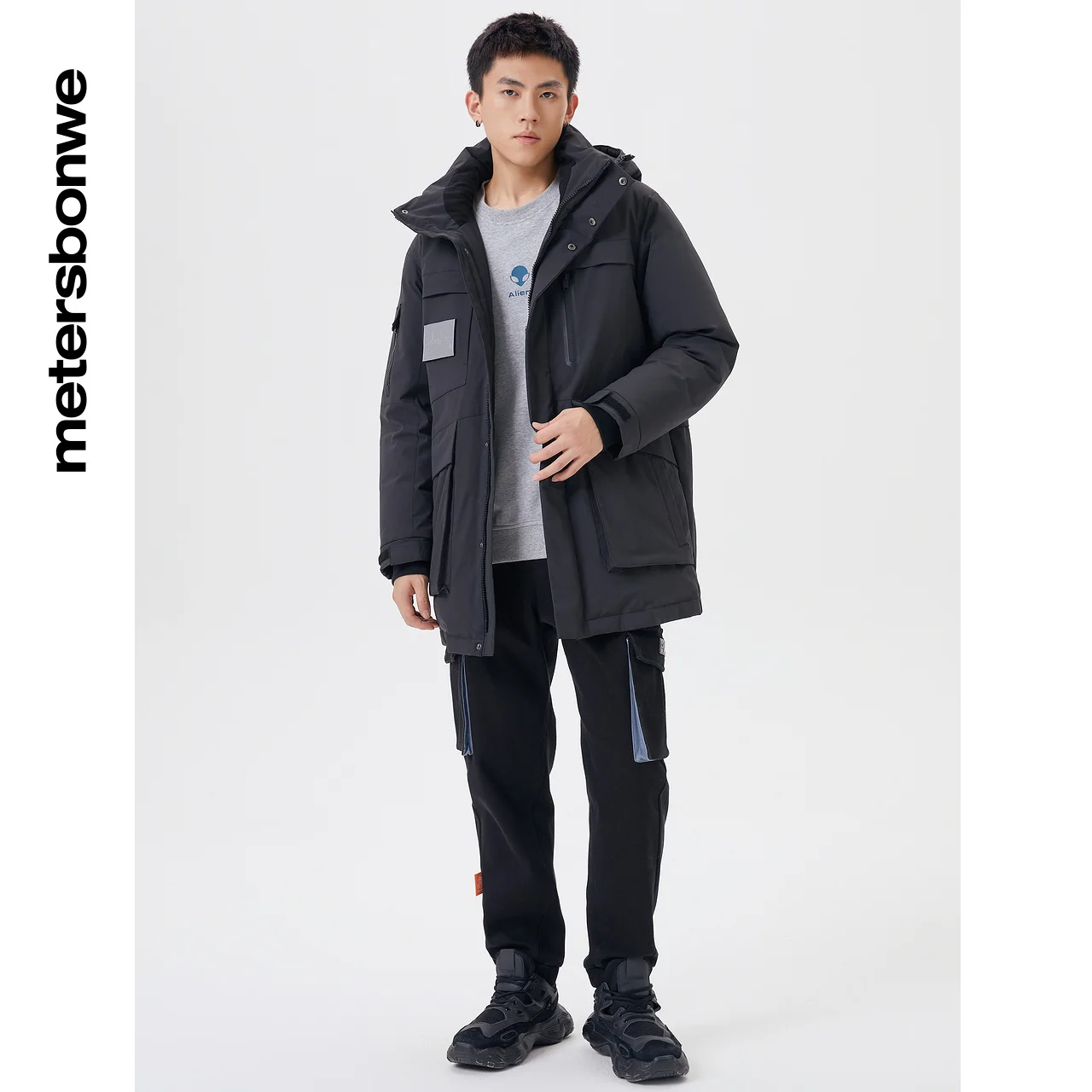 Metersbonwe Hooded Long Down Jacket Men Winter Warm Coat in Multiple Bags Anti-snow Down Coat Male Brand Outerwear Christmas Red