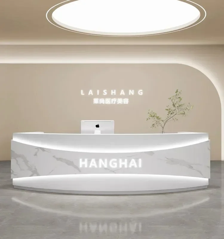 Commercial furniture modern cashier dental clinic beauty bar table reception desk salon front